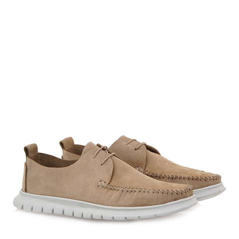 JK LONDON-Ανδρικά casual δετά παπούτσια JK LONDON Q528B0771 μπεζ nubuck