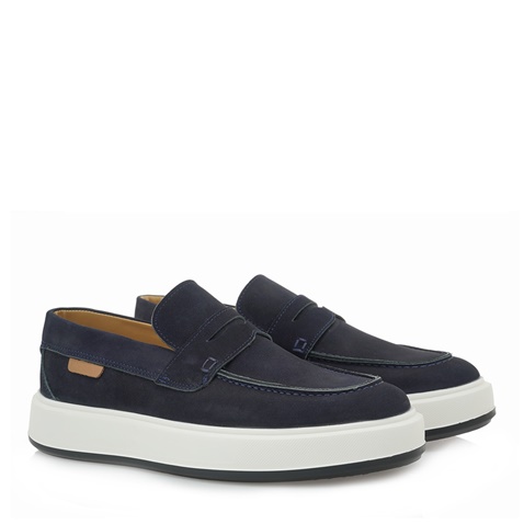 FAMPER-Ανδρικά παπούτσια loafers FAMPER Q555V2902 μπλε nubuck