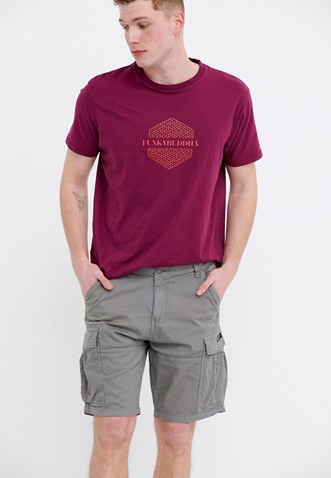 FUNKY BUDDHA-Ανδρική cargo βερμούδα FUNKY BUDDHA Relaxed fit γκρι
