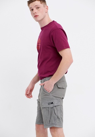 FUNKY BUDDHA-Ανδρική cargo βερμούδα FUNKY BUDDHA Relaxed fit γκρι