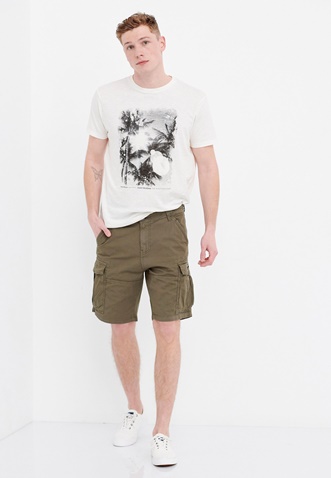 FUNKY BUDDHA-Ανδρική cargo βερμούδα FUNKY BUDDHA Relaxed fit χακί