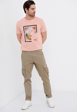 FUNKY BUDDHA-Ανδρικό t-shirt FUNKY BUDDHA ροζ