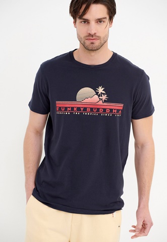 FUNKY BUDDHA-Ανδρικό t-shirt FUNKY BUDDHA graphic μπλε