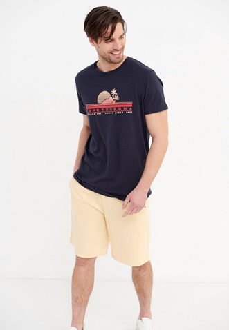 FUNKY BUDDHA-Ανδρικό t-shirt FUNKY BUDDHA graphic μπλε