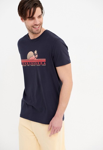 FUNKY BUDDHA-Ανδρικό t-shirt FUNKY BUDDHA graphic μπλε