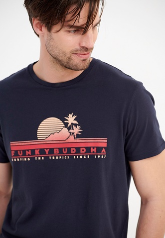 FUNKY BUDDHA-Ανδρικό t-shirt FUNKY BUDDHA graphic μπλε