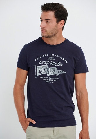 FUNKY BUDDHA-Ανδρικό t-shirt FUNKY BUDDHA Garage 55 μπλε ναυτικό