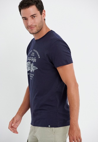FUNKY BUDDHA-Ανδρικό t-shirt FUNKY BUDDHA Garage 55 μπλε ναυτικό