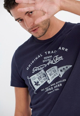 FUNKY BUDDHA-Ανδρικό t-shirt FUNKY BUDDHA Garage 55 μπλε ναυτικό