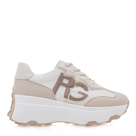 RENATO GARINI-Γυναικεία sneakers RENATO GARINI Q119R3513 μπεζ λευκά