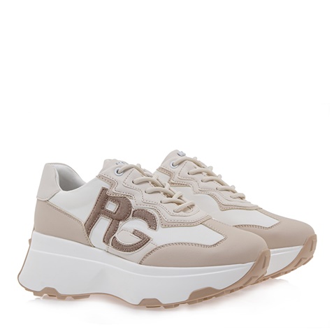 RENATO GARINI-Γυναικεία sneakers RENATO GARINI Q119R3513 μπεζ λευκά
