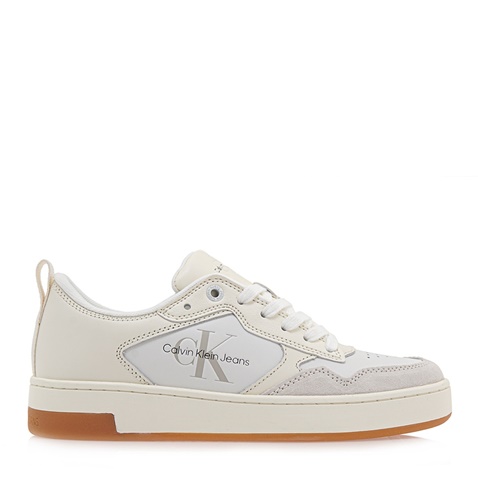 CALVIN KLEIN JEANS-Γυναικεία δερμάτινα sneakers CALVIN KLEIN JEANS Q10168762 λευκά