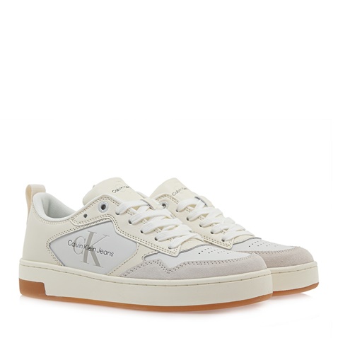 CALVIN KLEIN JEANS-Γυναικεία δερμάτινα sneakers CALVIN KLEIN JEANS Q10168762 λευκά
