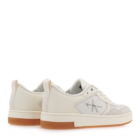 CALVIN KLEIN JEANS-Γυναικεία δερμάτινα sneakers CALVIN KLEIN JEANS Q10168762 λευκά