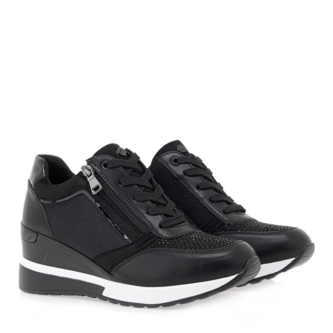 JK LONDON-Γυναικεία sneakers wedges JK LONDON R104B1433 μαύρα με στρας