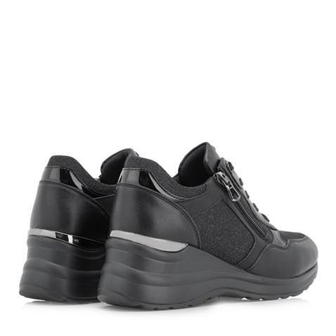 JK LONDON-Γυναικεία sneakers wedges JK LONDON R104B7334 μαύρα με glitter