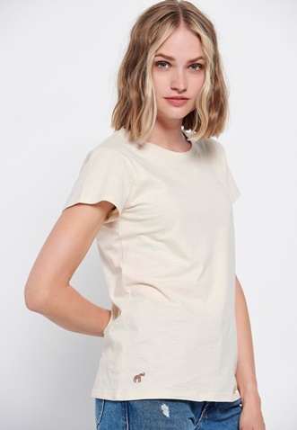 FUNKY BUDDHA-Γυναικείο essential t-shirt FUNKY BUDDHA εκρού