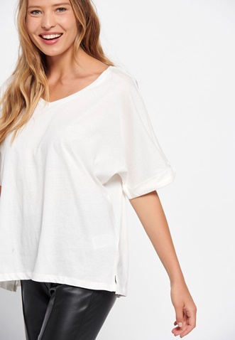 FUNKY BUDDHA-Γυναικείο loose t-shirt FUNKY BUDDHA λευκό