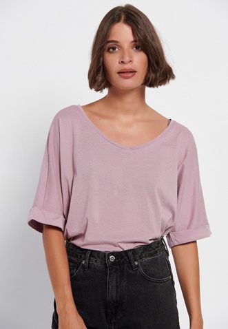 FUNKY BUDDHA-Γυναικείο loose t-shirt FUNKY BUDDHA μοβ
