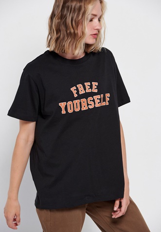 FUNKY BUDDHA-Γυναικείο loose t-shirt FUNKY BUDDHA μαύρο
