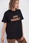 FUNKY BUDDHA-Γυναικείο loose t-shirt FUNKY BUDDHA μαύρο