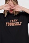 FUNKY BUDDHA-Γυναικείο loose t-shirt FUNKY BUDDHA μαύρο