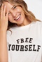 FUNKY BUDDHA-Γυναικείο loose t-shirt FUNKY BUDDHA λευκό