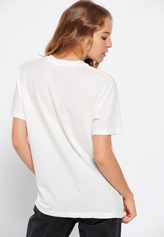FUNKY BUDDHA-Γυναικείο loose t-shirt FUNKY BUDDHA λευκό