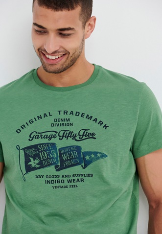 FUNKY BUDDHA-Ανδρικό t-shirt με τύπωμα Garage 55 πράσινο