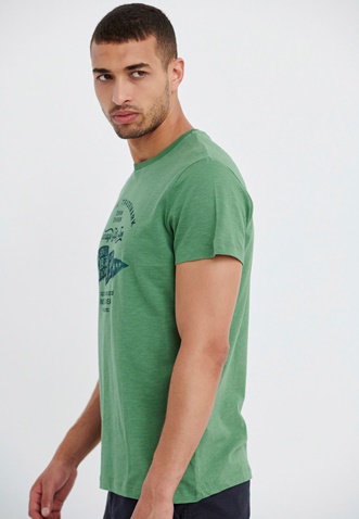 FUNKY BUDDHA-Ανδρικό t-shirt με τύπωμα Garage 55 πράσινο