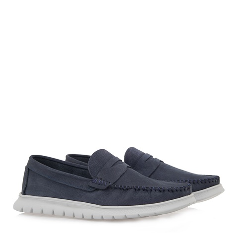 JK LONDON-Ανδρικά παπούτσια loafers JK LONDON Q528B7801 μπλε nubuck