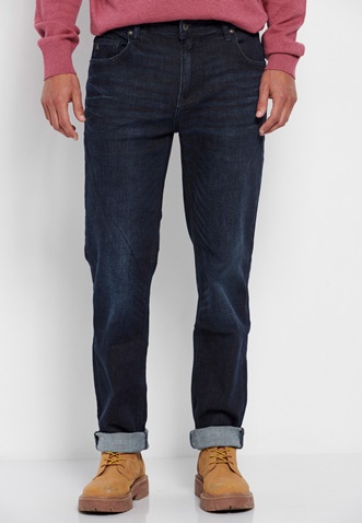 FUNKY BUDDHA-Ανδρικό jean regular straight fit παντελόνι FUNKY BUDDHA μπλε washed