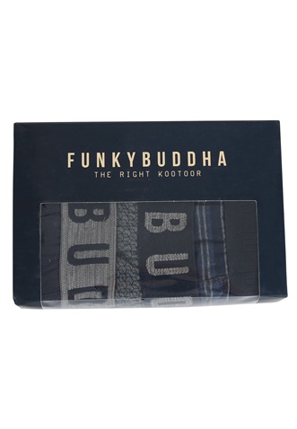 FUNKY BUDDHA-Ανδρικά εσώρουχα boxer σετ των 3 FUNKY BUDDHA γκρι μπλε