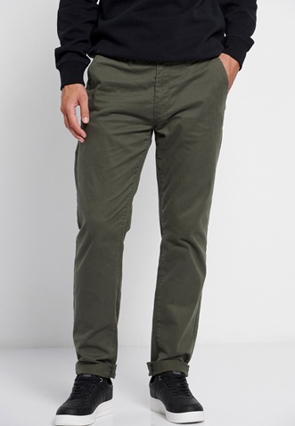 FUNKY BUDDHA-Ανδρικό essential chino παντελόνι FUNKY BUDDHA comfort fit χακί