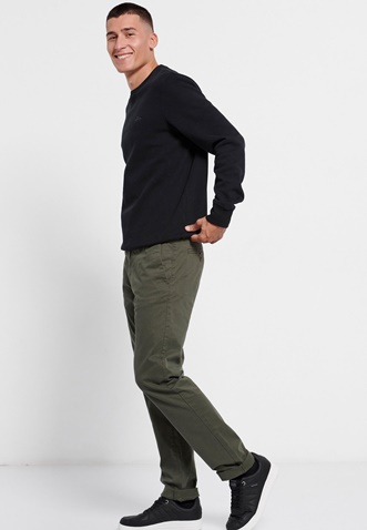 FUNKY BUDDHA-Ανδρικό essential chino παντελόνι FUNKY BUDDHA comfort fit χακί