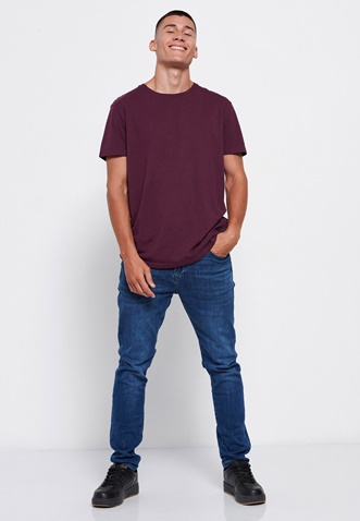 FUNKY BUDDHA-Ανδρικό t-shirt FUNKY BUDDHA loose fit μοβ