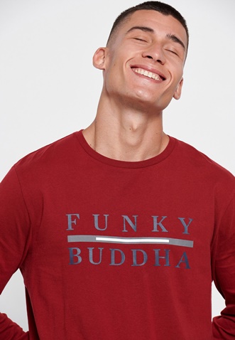FUNKY BUDDHA-Ανδρική μακρυμάνικη μπλούζα FUNKY BUDDHA κόκκινη