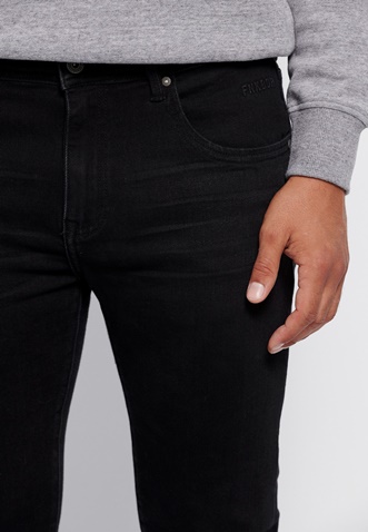 FUNKY BUDDHA-Ανδρικό super stretch jean παντελόνι FUNKY BUDDHA tapered fit τζιν μαύρο