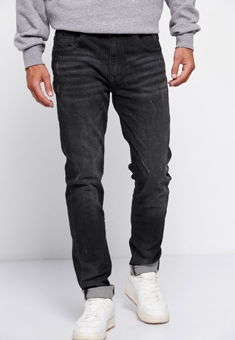 FUNKY BUDDHA-Ανδρικό jean παντελόνι FUNKY BUDDHA Regular slim fit μαύρο