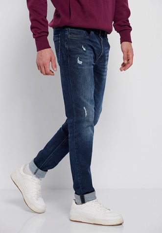 FUNKY BUDDHA-Ανδρικό jean παντελόνι FUNKY BUDDHA regular slim fit μπλε