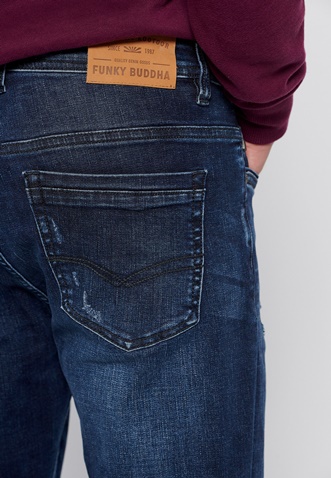 FUNKY BUDDHA-Ανδρικό jean παντελόνι FUNKY BUDDHA regular slim fit μπλε