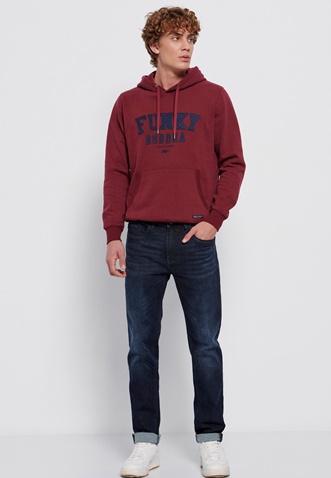 FUNKY BUDDHA-Ανδρικό jean παντελόνι FUNKY BUDDHA regular slim fit μπλε