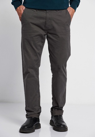 FUNKY BUDDHA-Ανδρικό chino παντελόνι FUNKY BUDDHA essential comfort fit γκρι