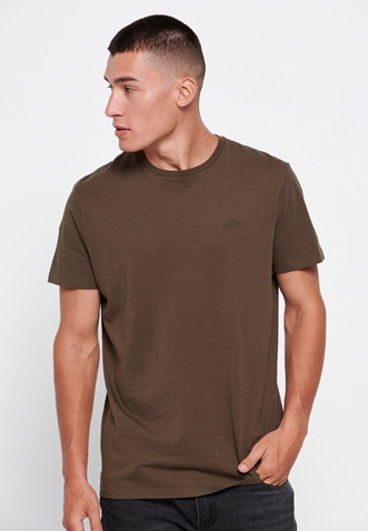 FUNKY BUDDHA-Ανδρικό essential t-shirt FUNKY BUDDHA καφέ
