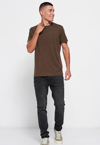 FUNKY BUDDHA-Ανδρικό essential t-shirt FUNKY BUDDHA καφέ