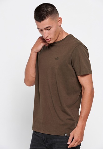FUNKY BUDDHA-Ανδρικό essential t-shirt FUNKY BUDDHA καφέ