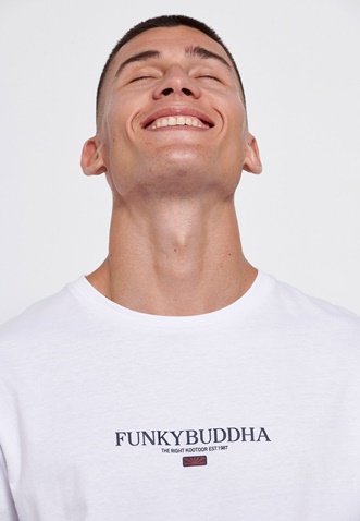 FUNKY BUDDHA-Ανδρική μακρυμάνικη μπλούζα FUNKY BUDDHA λευκή