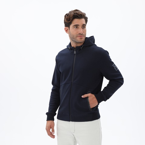 NAVY & GREEN-Ανδρική φούτερ ζακετα NAVY & GREEN μπλε ναυτικό