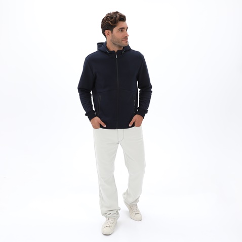NAVY & GREEN-Ανδρική φούτερ ζακετα NAVY & GREEN μπλε ναυτικό