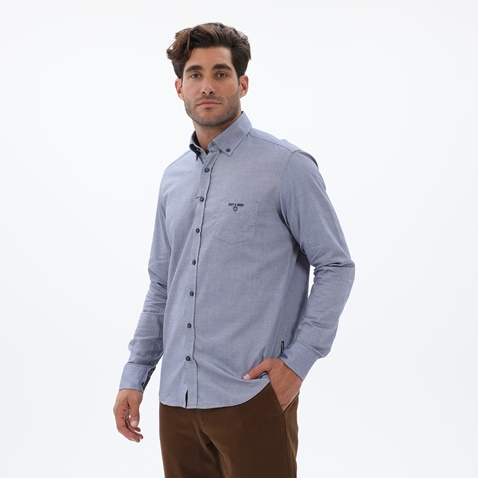 NAVY & GREEN-Ανδρικό πουκάμισο NAVY & GREEN COMFORT FIT μπλε